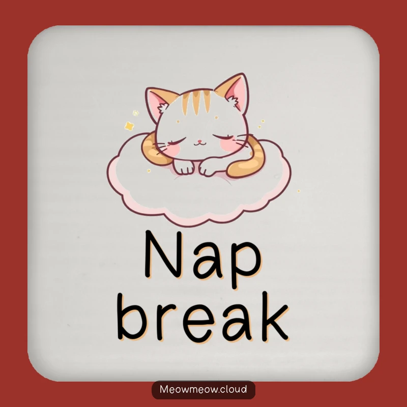 Funny Sleepy Cloud Cat Coaster: Peaceful Napping Kitty Gift for Surface Protection