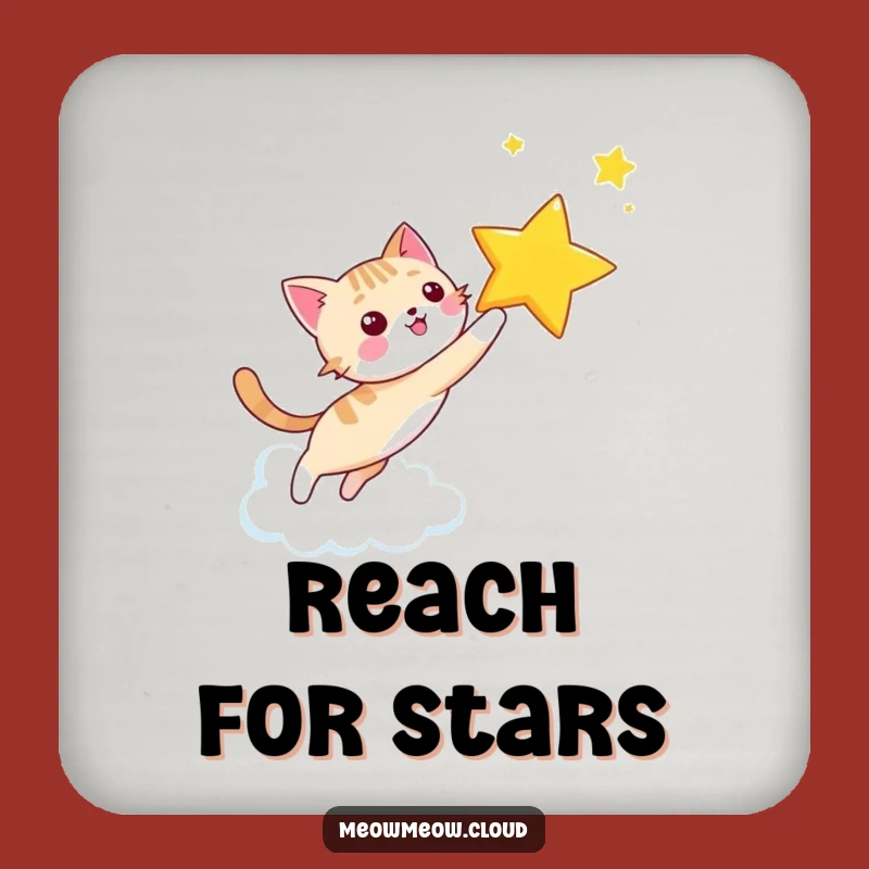 Funny Star Chasing Cat Coaster: Happy Kitty Gift for Surface Protection