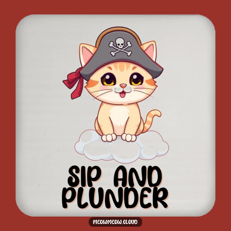 Funny Pirate Cat Coasters: Protect Surfaces with Swashbuckling Humor