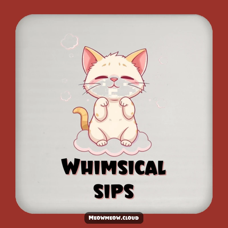 Funny Cat Cloud Wisp Coaster Set - Mischievous Kitty Protection