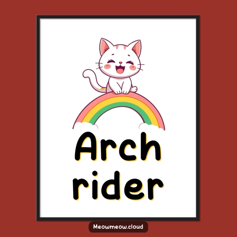 Funny Cat Rainbow Slide Poster: Whimsical Wall Art for Fun Homes