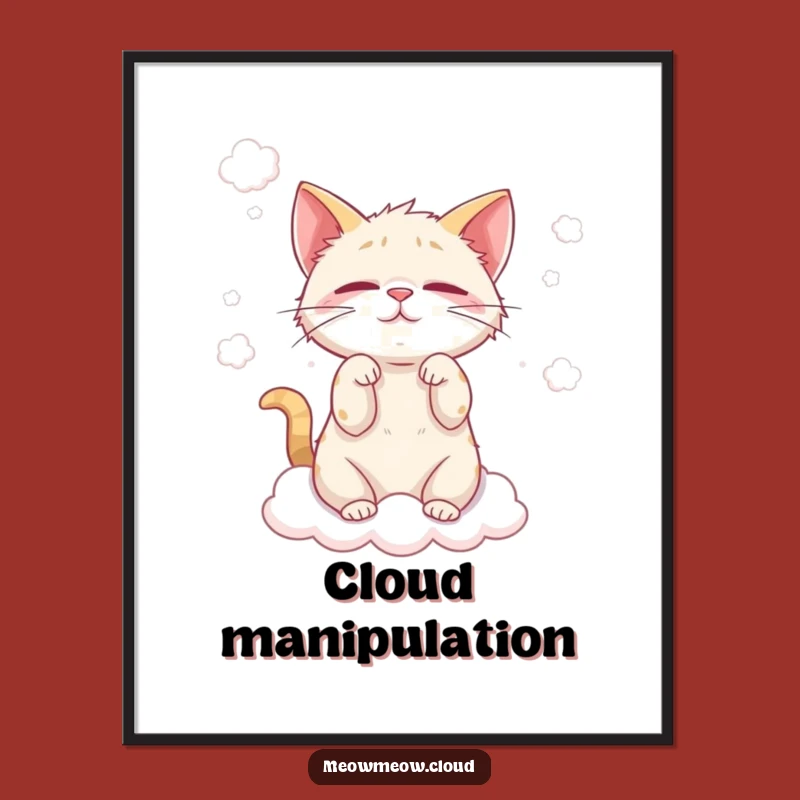 Funny Cat Cloud Wisp Poster - Mischievous Kitty Wall Art