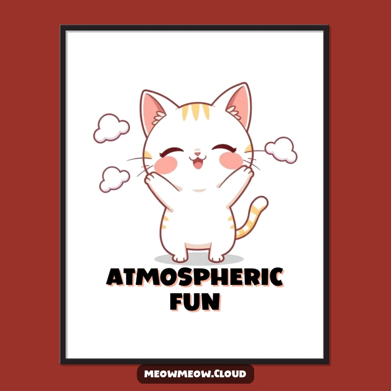 Funny Cloud Juggling Poster: Playful Art, Whimsical Wall Decor Gift