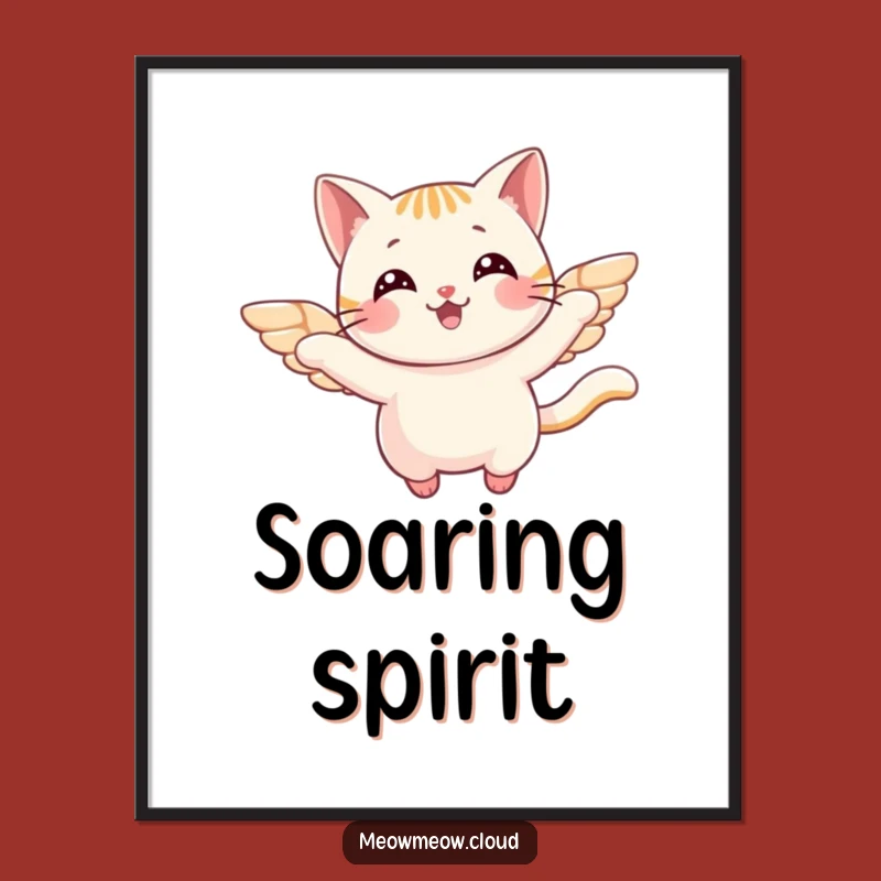 Funny Flying Cat Poster: Cheerful Wings, Whimsical Wall Art Gift