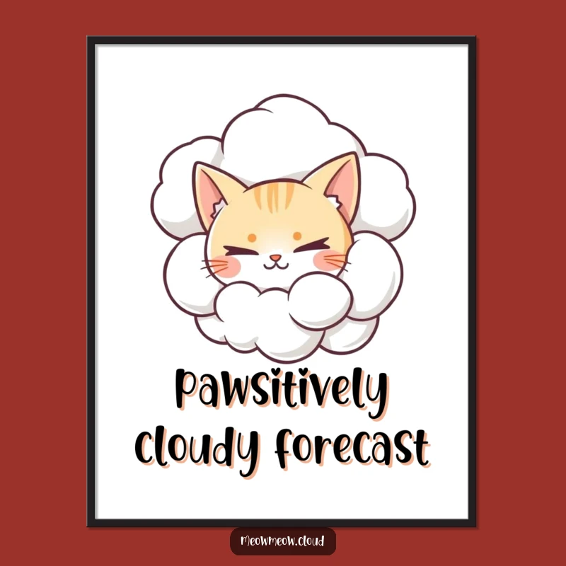 Funny Mischievous Cat Poster, Artistic Cumulonimbus Art Print, Great Funny Gift