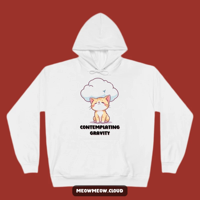 Funny Curious Cloud Cat Hoodie: Wondering Kitty Gift for Cozy Contemplation
