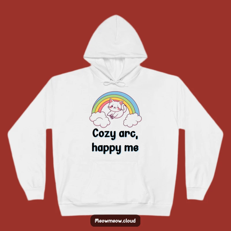 Cozy Funny Cat Rainbow Slide Hoodie: Warm Feline Fun for Cold Days