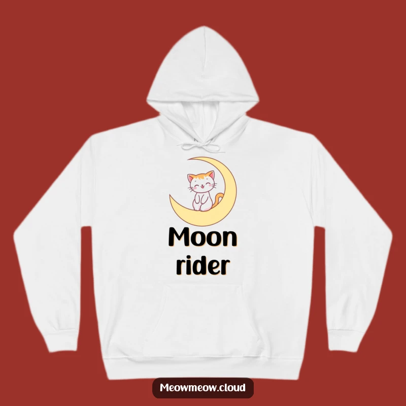 Funny Moon Cat Hoodie: Cozy Rider, Ultimate Gift for Night Sky Lovers