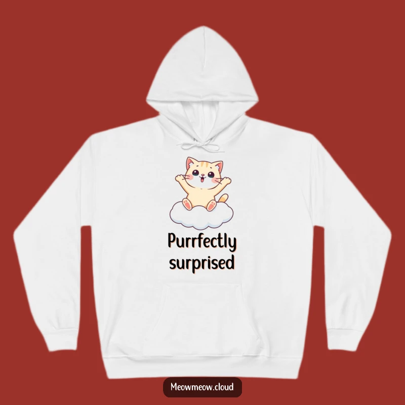 Funny Surprised Cat Cloud Hoodie - Cozy Whimsical Pet Gift