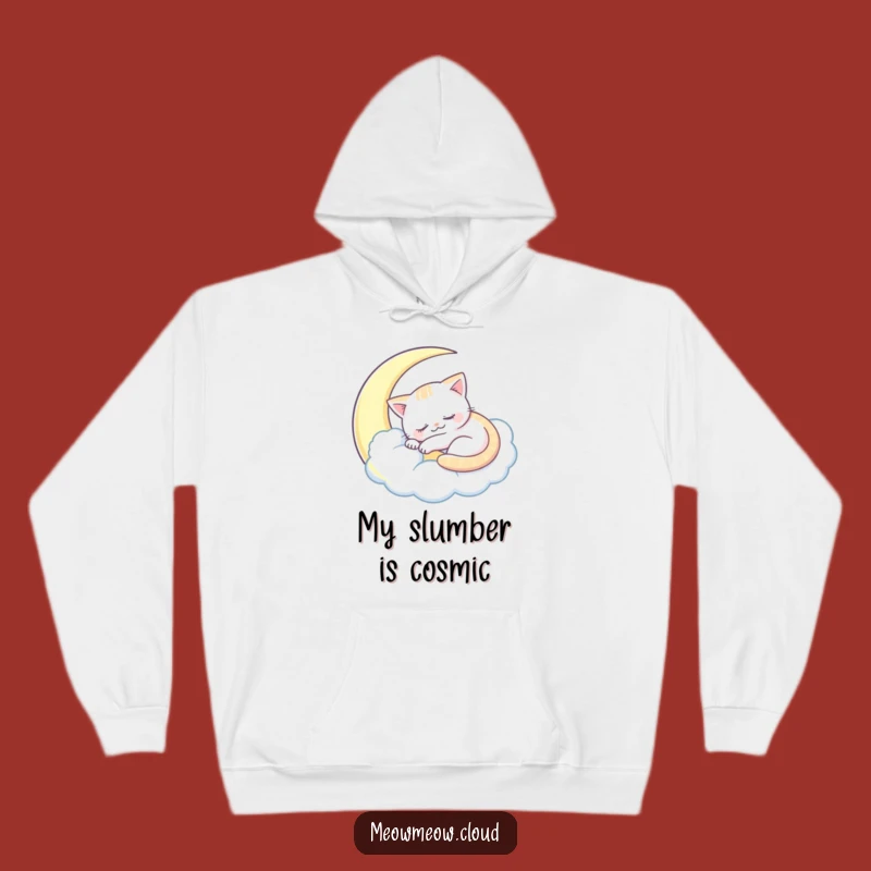 Funny Sleepy Cat Hoodie: Cozy Moon Cloud Slumber for Cat Lovers