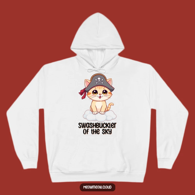 Cozy Funny Pirate Cat Hoodie: Warmth and Laughter on a Cloud Island Journey