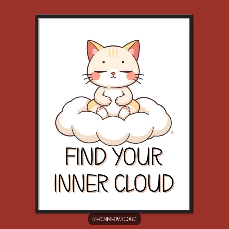 Free Printable Wall Art: Serene Cat Meditation Zen Design, Downloadable & Calm Decor