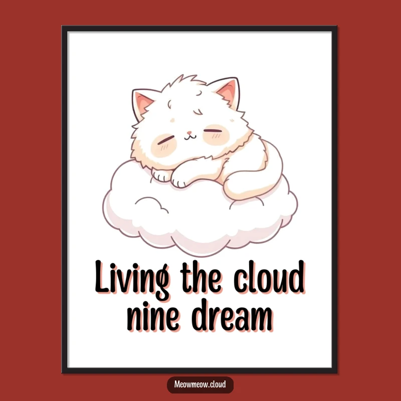 Free Printable Cat Cloud Nap Wall Art: Funny Whimsical Humor Downloadable Decor