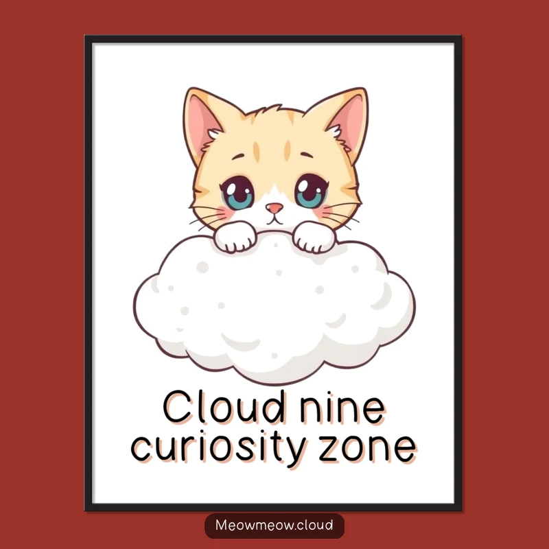 Free Printable Wall Art: Curious Cat Cloud View, Funny DIY Home Decor Download