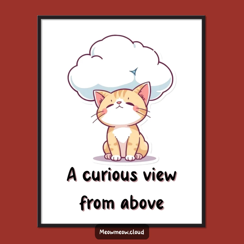 Free Printable Wall Art: Curious Cloud Cat Wonder - Dreamy Downloadable Decor!