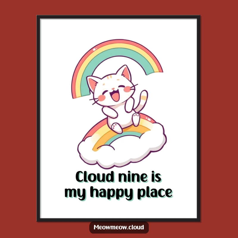 Free Printable Wall Art: Funny Cat Rainbow Slide, Hilarious Downloadable Decor!