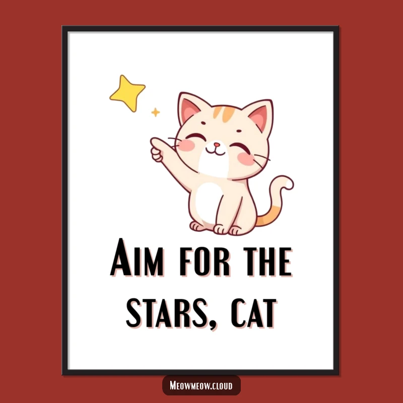 Free Printable Wall Art: Happy Cat Star Gazer Funny Downloadable Art for Home