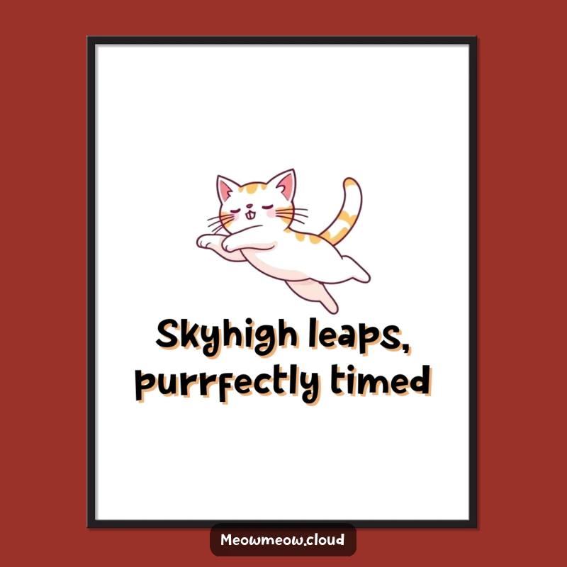 Free Printable Wall Art: Leaping Cat Arc, Funny Downloadable Decor for Dynamic Spaces