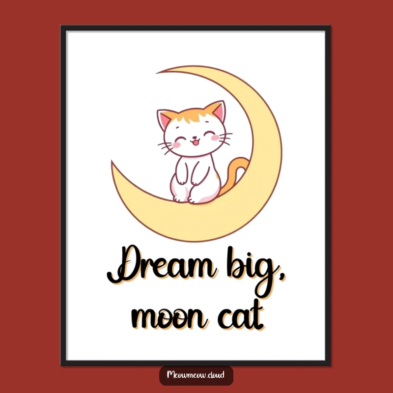 Free Printable Wall Art: Smiling Cat Moon Ride Funny Downloadable Art