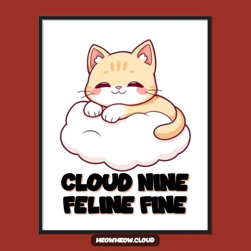 Funny Free Printable Wall Art: Cloud Cat - Whimsical Decor DIY Gift
