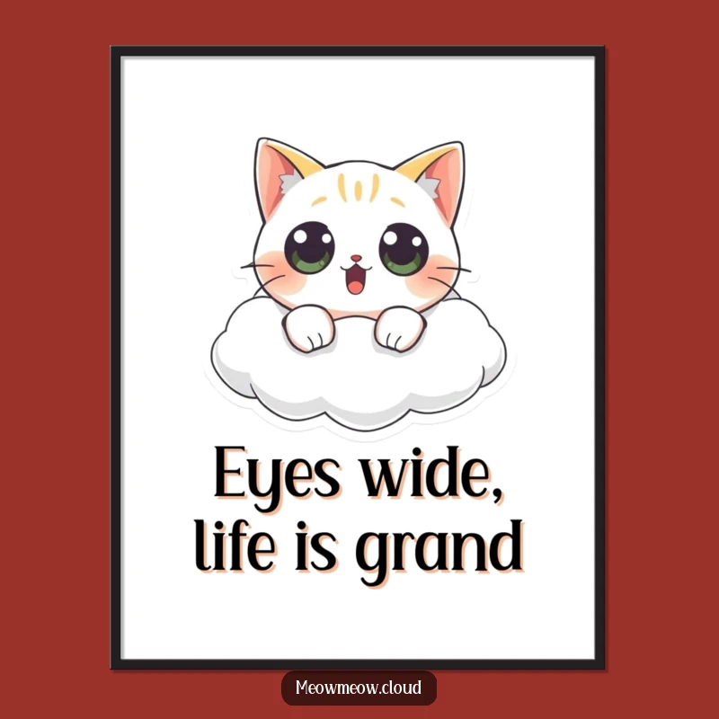 Funny Free Printable Wall Art: Surprised Cat Cloud, Quirky Downloadable Art Gift