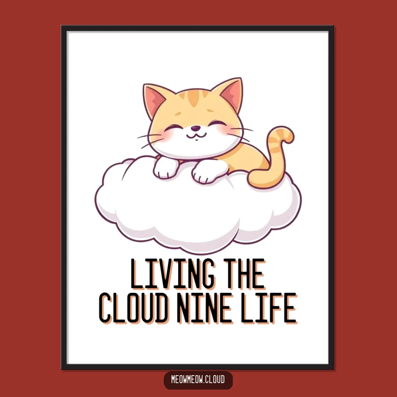 Free Printable Wall Art: Cat on Cloud, Funny Downloadable Decor for Dreamy Spaces