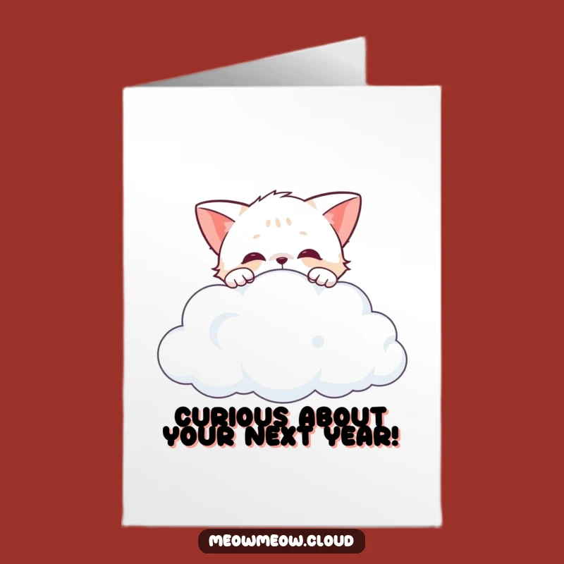 Free Printable Funny Cat Birthday Card: Cloud Peeking Humor Downloadable Gift