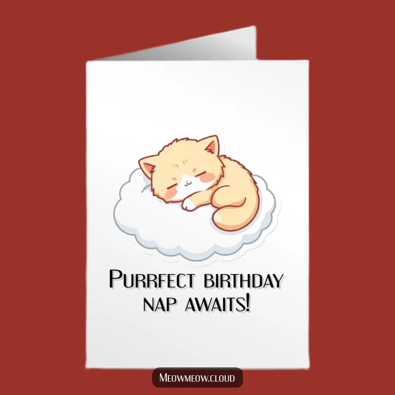 Free Printable Birthday Card: Cat Napping on Cloud; Dreamy Downloadable Fun
