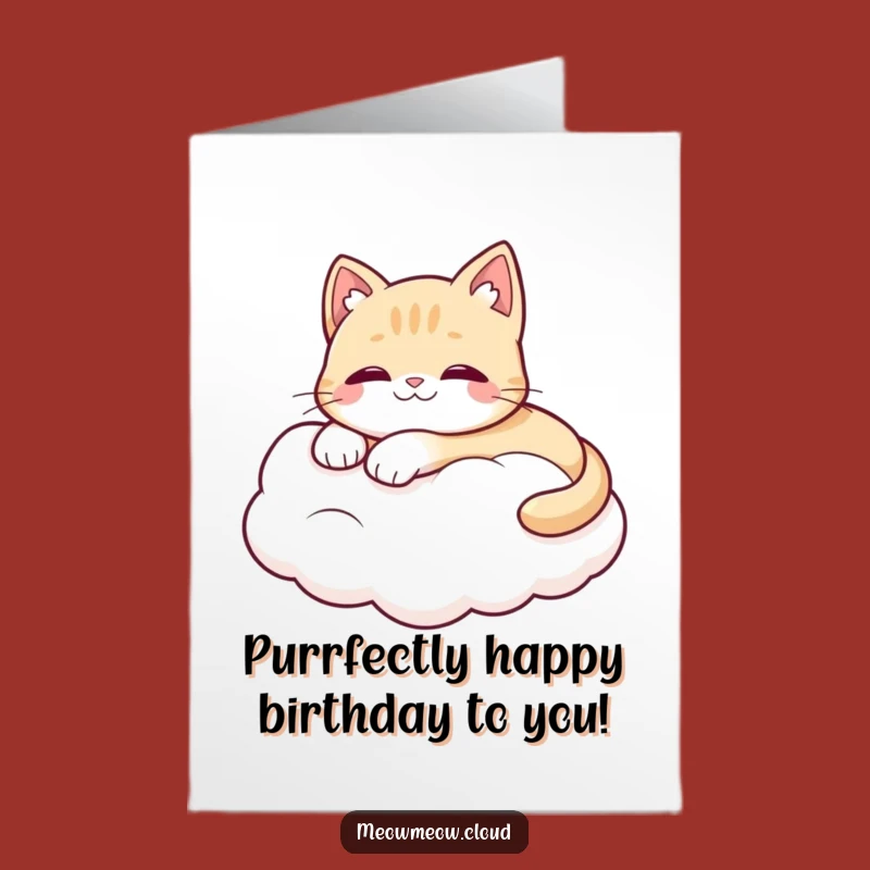 Free Printable Birthday Card: Cloud Cat - Funny Whimsical DIY Gift