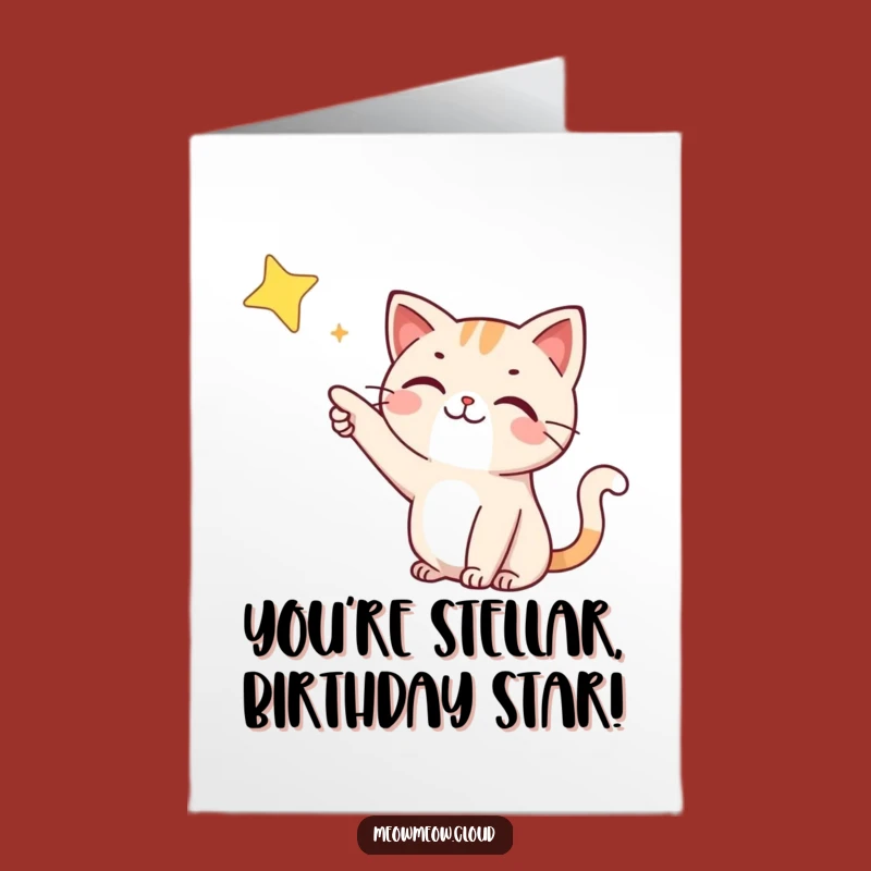 Free Printable Birthday Card: Happy Cat Star Gazer Funny Downloadable Gift