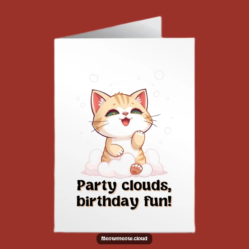 Free Printable Birthday Card: Mischievous Cloud Cat, Funny Downloadable Gift for Playful Souls
