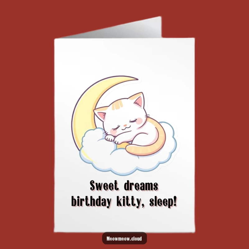 Free Printable Birthday Card: Sleepy Moon Cat, Downloadable & Sweet Dreamy Gift