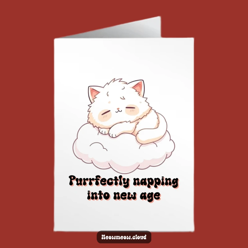 Free Printable Funny Cat Birthday Card: Cloud Nap Humor Downloadable Gift