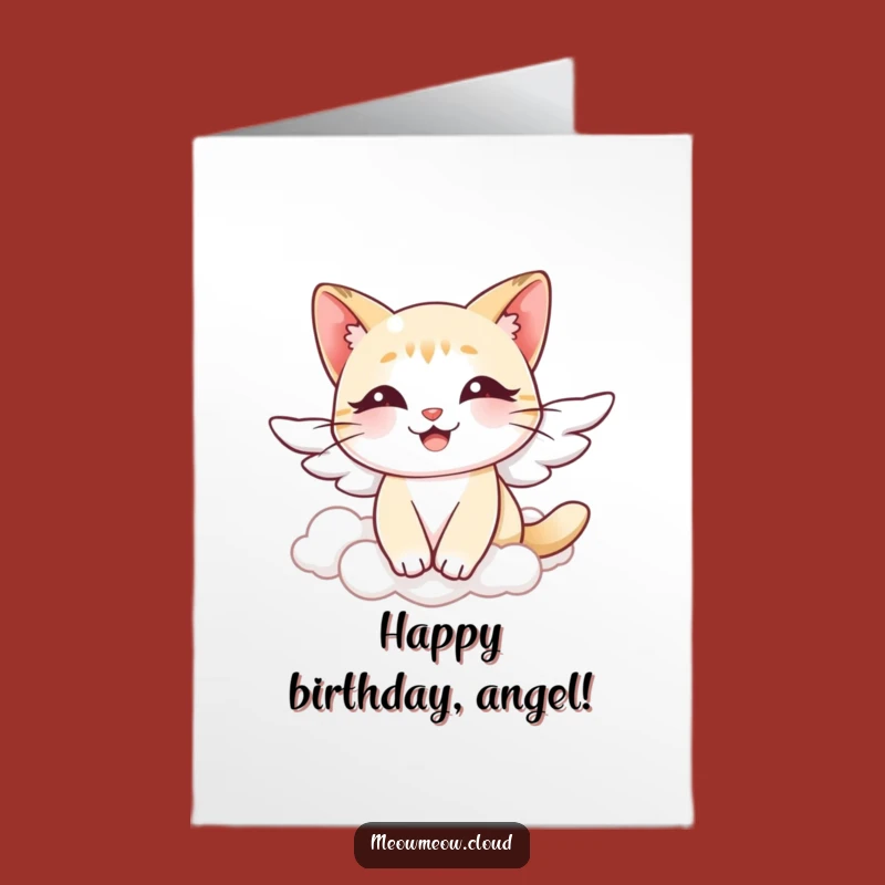 Angel Cat Free Printable Birthday Card - Heavenly Downloadable Funny Gift