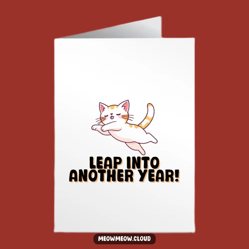 Free Printable Birthday Card: Leaping Cat Arc, Funny Downloadable Gift for Energetic Celebrations