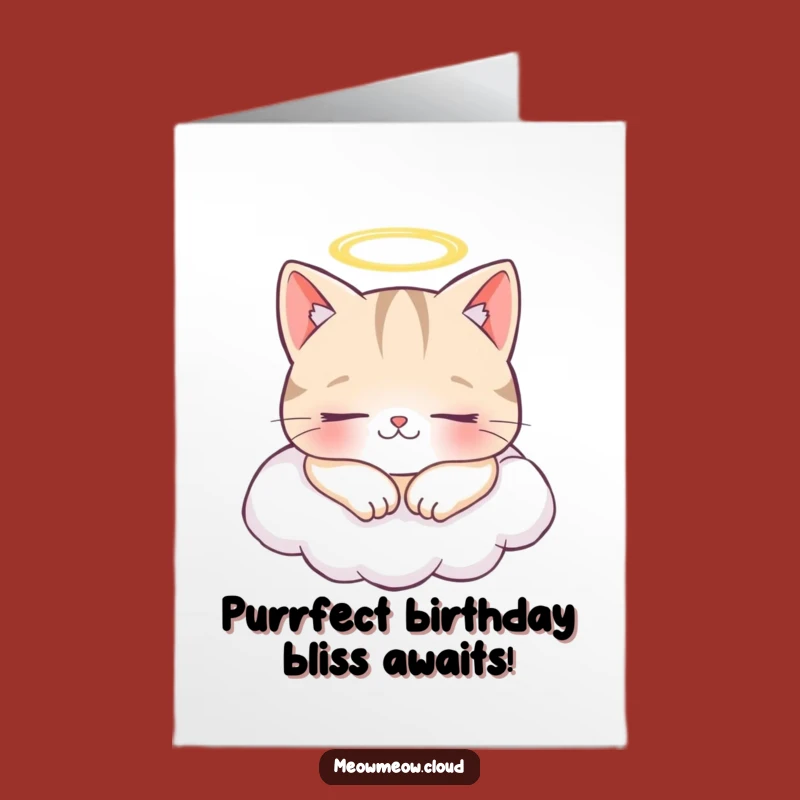 Free Printable Angel Cat Birthday Card: Funny Downloadable Gift for a Sweet Soul