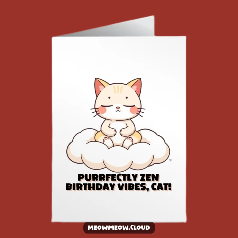 Free Printable Birthday Card: Zen Cat Meditation, Downloadable & Peaceful Gift