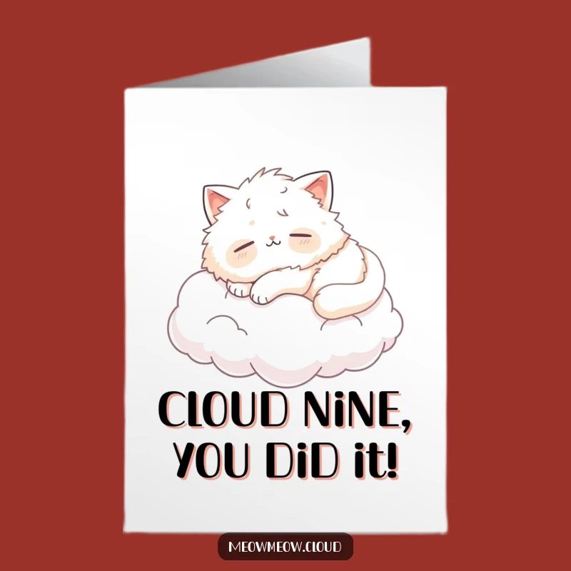 Free Printable Cat Cloud Card: Blissful Achievement Humor Downloadable