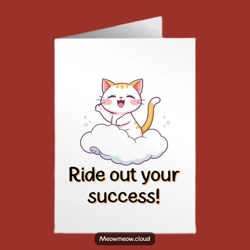 Free Printable Congrats Card: Cat Cloud Wave, Cheerful Downloadable Gift!