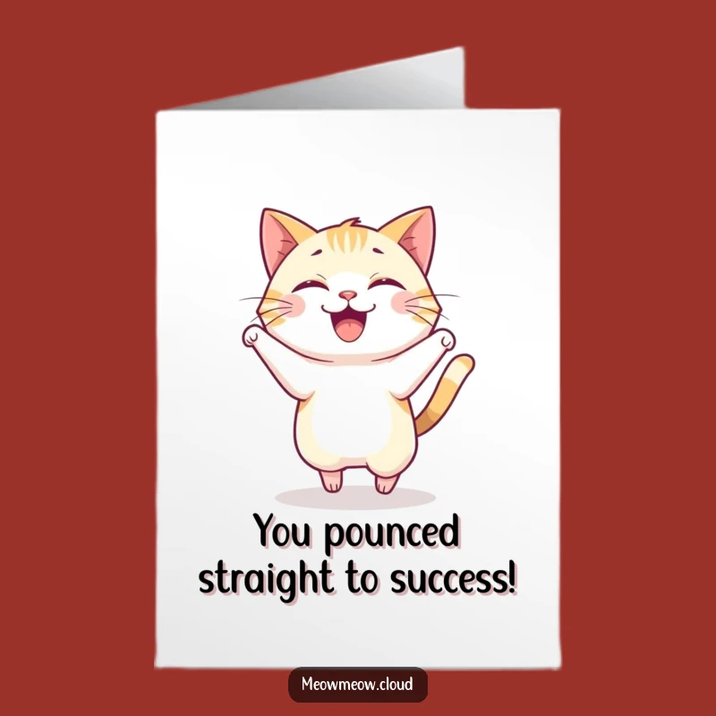 Free Printable Congrats Card: Cat Pounces, Exuberant Downloadable Celebration