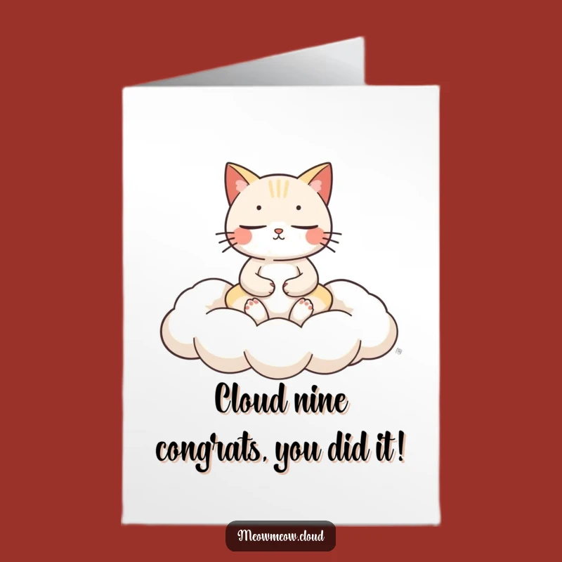 Free Printable Congrats Card: Peaceful Cat Achievement, Downloadable & Calm Gift