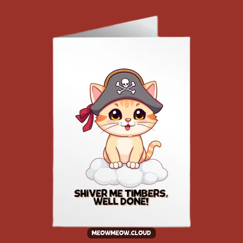 Free Printable Pirate Cat Congratulations Card - Funny Downloadable Nautical Gift