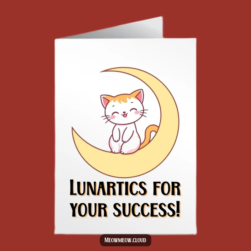 Free Printable Congrats Card: Cat Moon Ride Celebration Downloadable Greeting