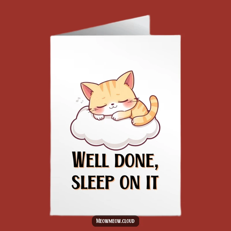 Free Printable Congrats Card: Sleeping Cat Cloud - Relaxing Downloadable