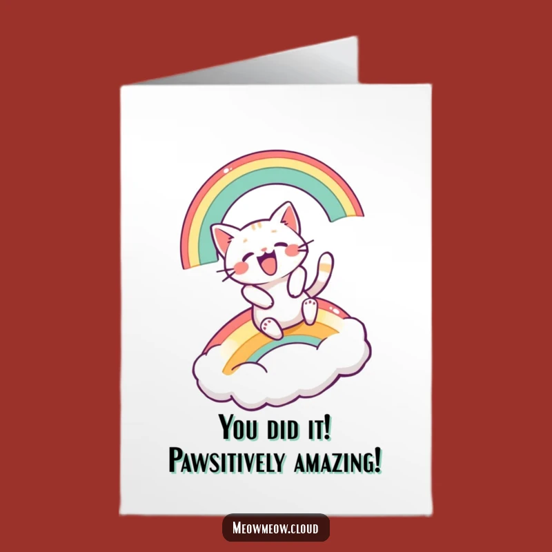 Free Printable Congrats Card: Cat Rainbow Slide, Perfect Downloadable Gift!