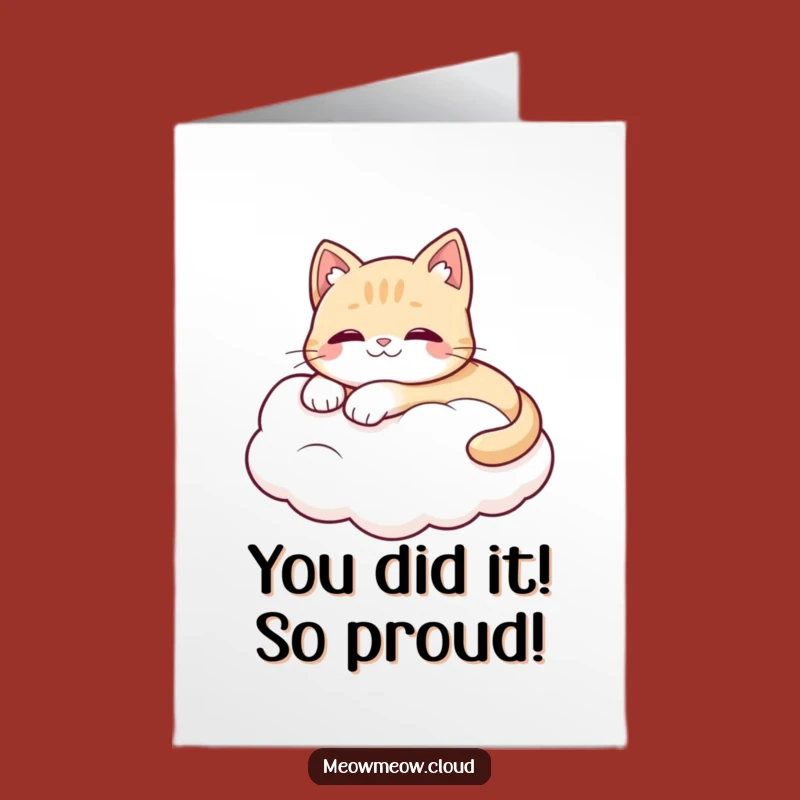 Free Printable Congrats Card: Cloud Cat - Funny Whimsical Achievement DIY Gift