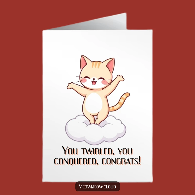 Free Printable Congrats Card: Dancing Cat Achievement, Downloadable & Graceful Gift