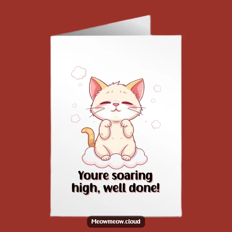 Free Printable Congratulations Card: Cloud Cat Mischief Funny Downloadable Gift