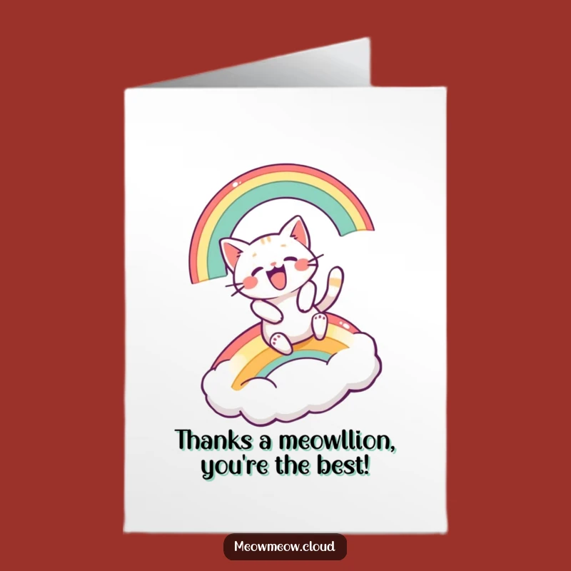 Free Printable Thank You Card: Cat Rainbow Slide, Cheerful Downloadable Gift!