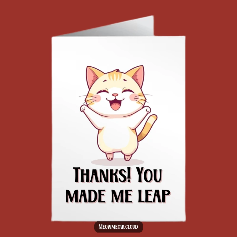 Free Printable Thank You Card: Cat Thanks with Pounce, Playful Downloadable Gratitude